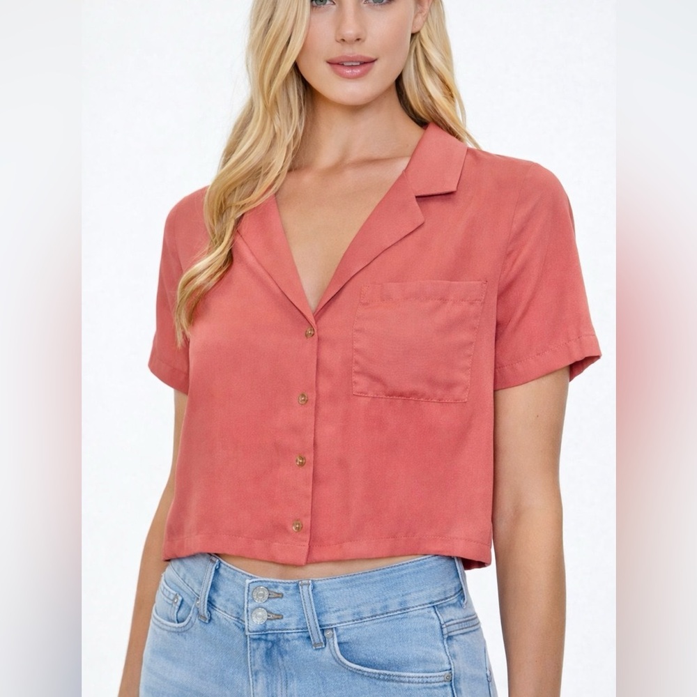 Forever 21 Coral Button-Down Shirt